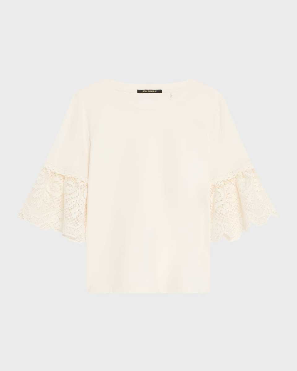 Amanda Floral Lace-Cuff Cotton T-Shirt